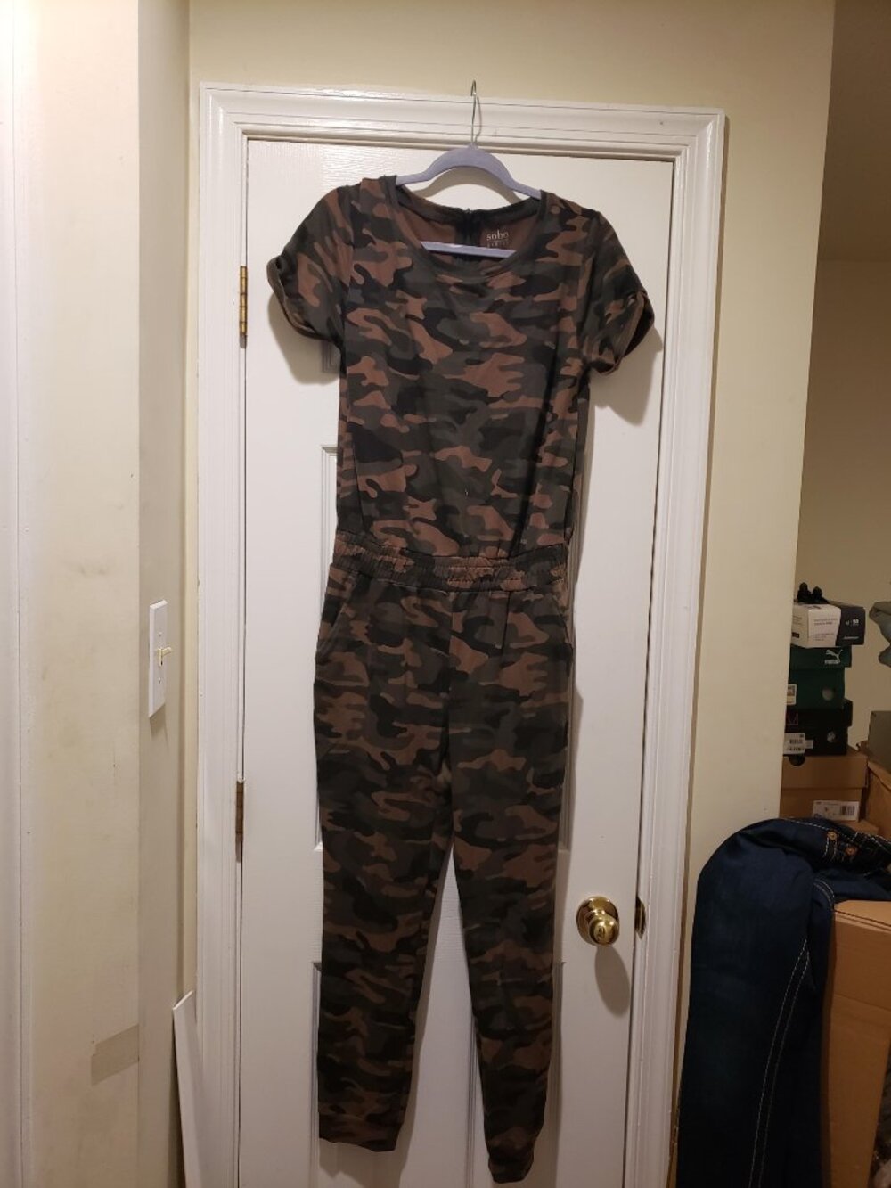 New York & Company Women's Small Camo Jumpsuit